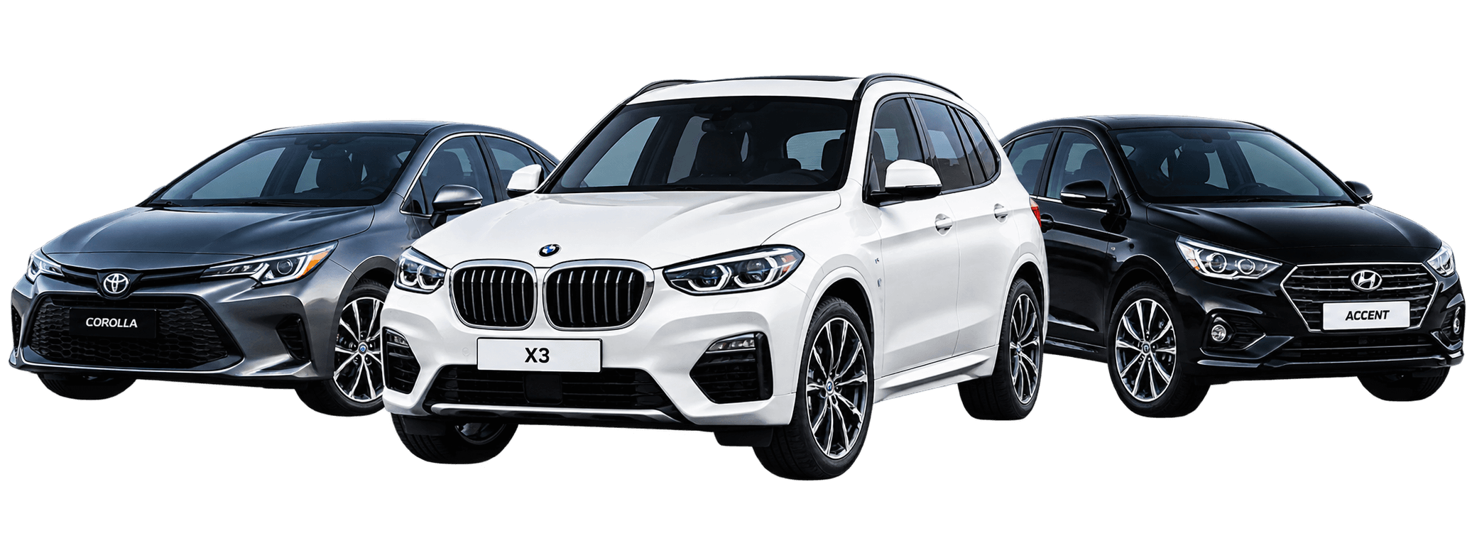 Toyota, BMW, and Hyundai rental fleet lineup